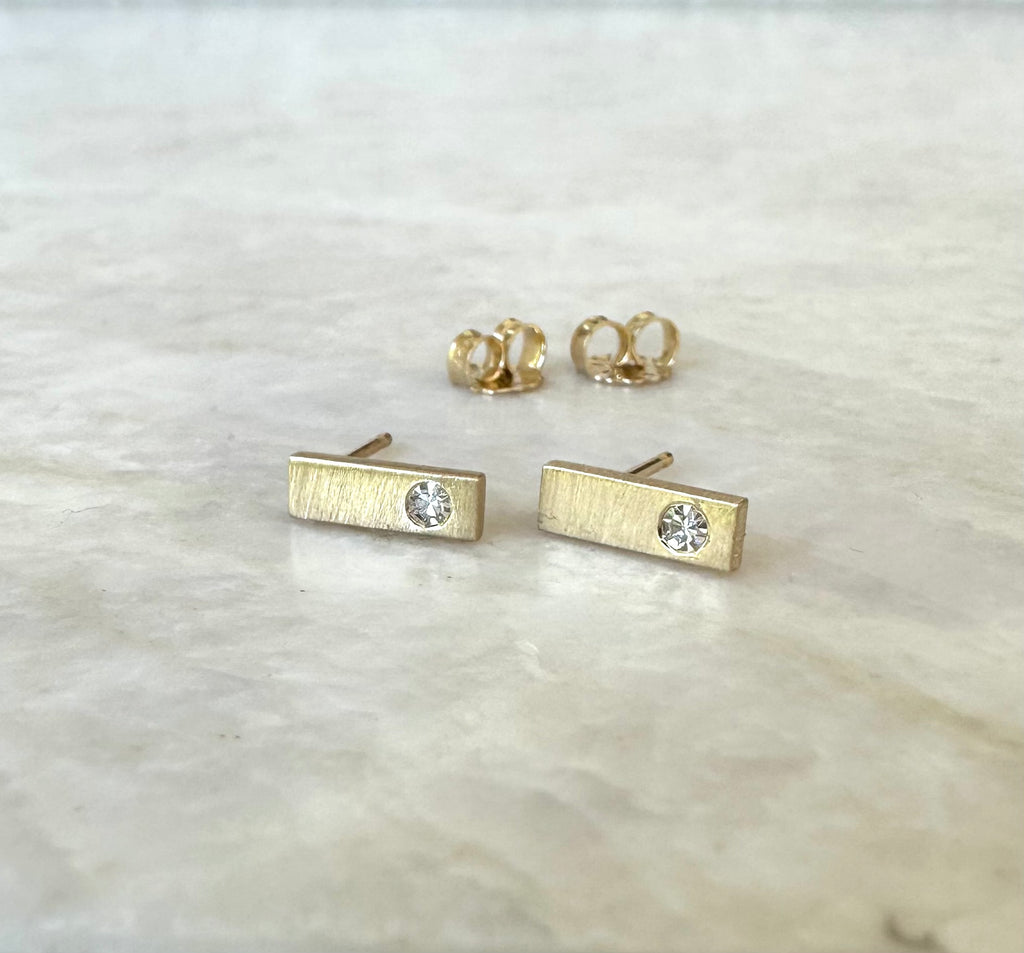 Matte Satin Diamond Accent Studs