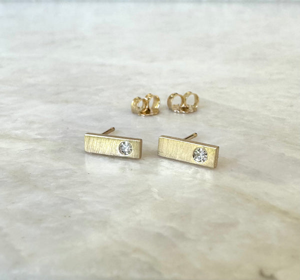 Matte Satin Diamond Accent Studs