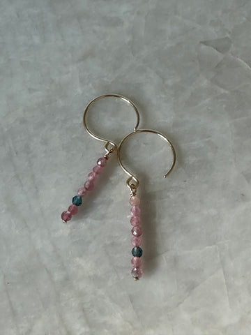 Tiny Gemstone Stick Drop Earrings