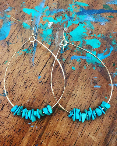 Turquoise Nugget Hoops