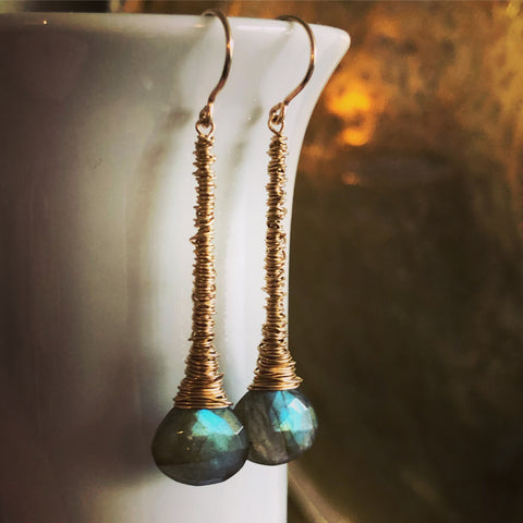 Gemstone Cattail Drop Earrings