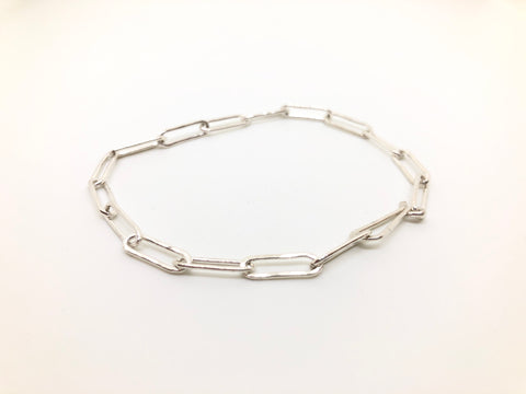 Hammered Paper Clip Chain Bracelet