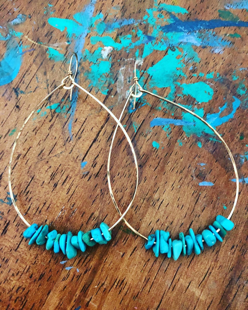 Turquoise Nugget Hoops
