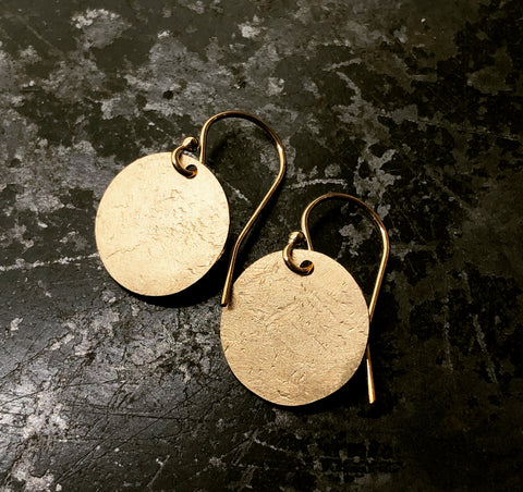 Textured Bark Disk Earrings Small