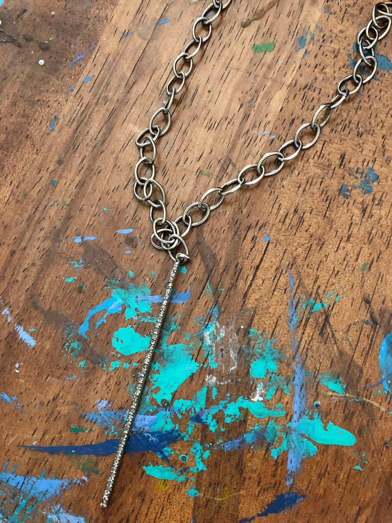 Pave Diamond Disco Stix pendant with Chunky Chain