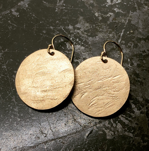 Textured Bark Disk Earrings