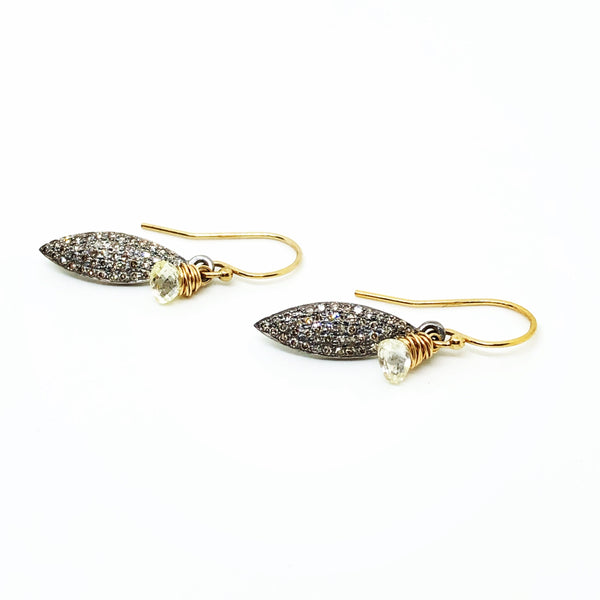 Diamond Briolette Shield Earrings